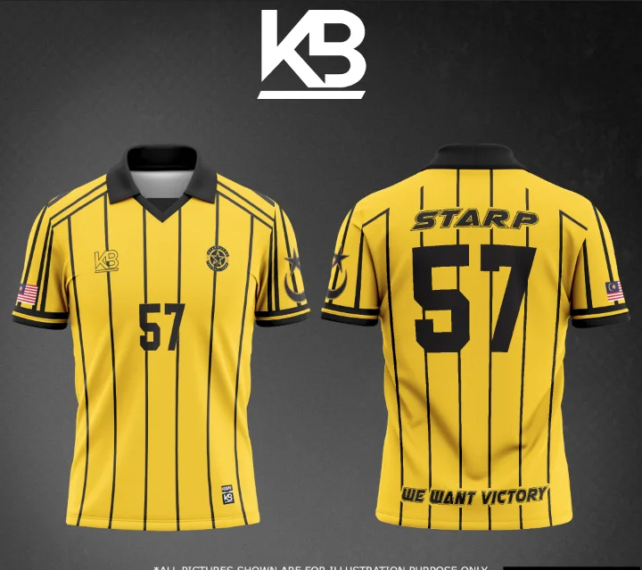 Yellow Striped Team Jersey by KBMY DESIGN